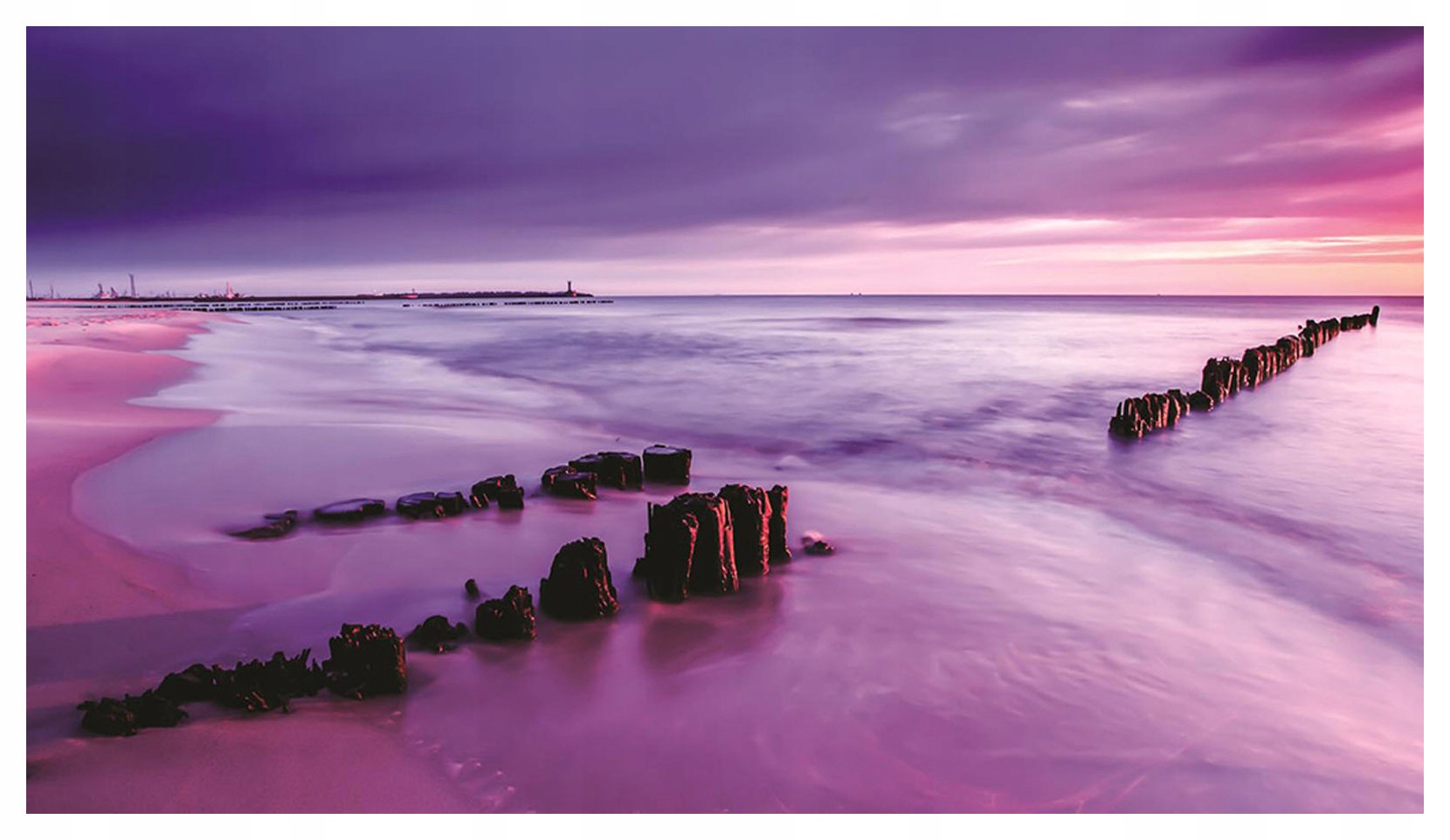 Vliesová fototapeta Ružový západ slnka Morské stĺpy 350x250 lepidlo