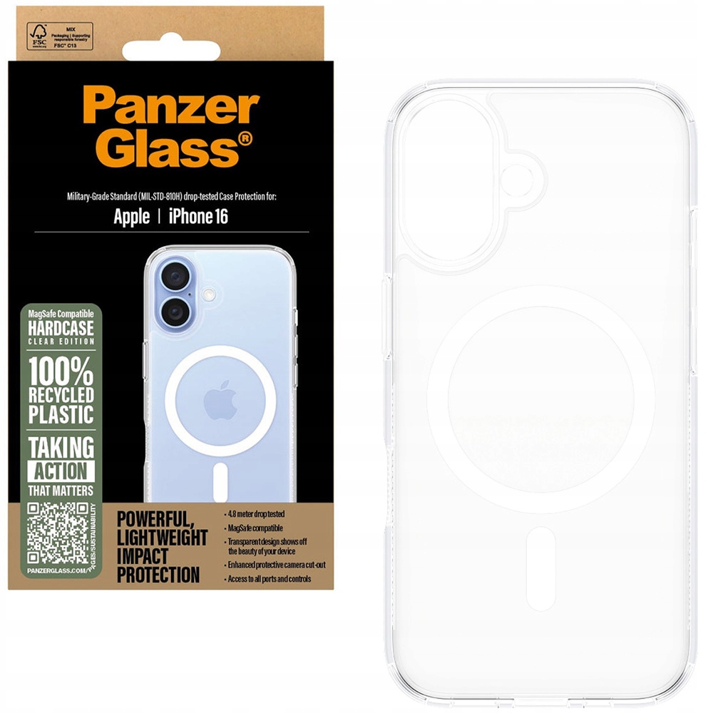 Módní pouzdro pro iPhone 16 s MagSafe Panzerglass, pouzdro průhledný, kryt