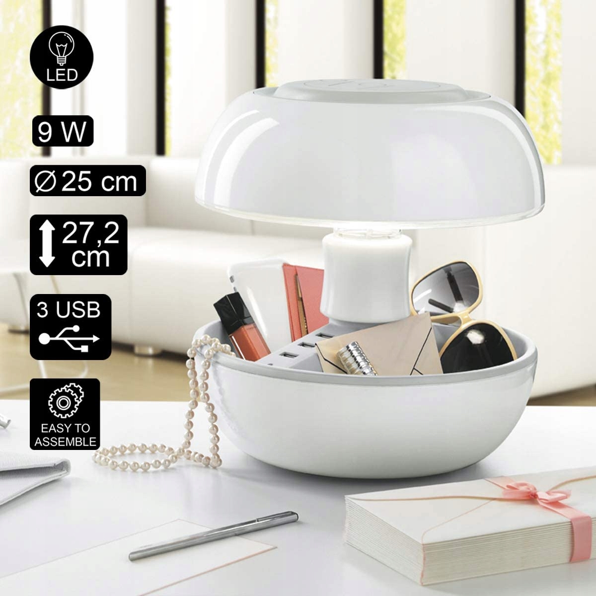 Stolová nočná lampa Usb Multifunkčná Yoyo Led biela