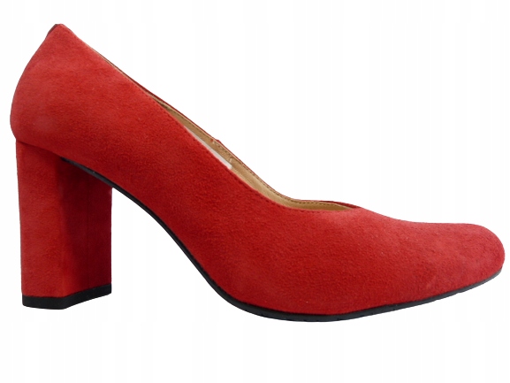 červené semišové dámské polobotky na podpatku stabi Sala 36,5