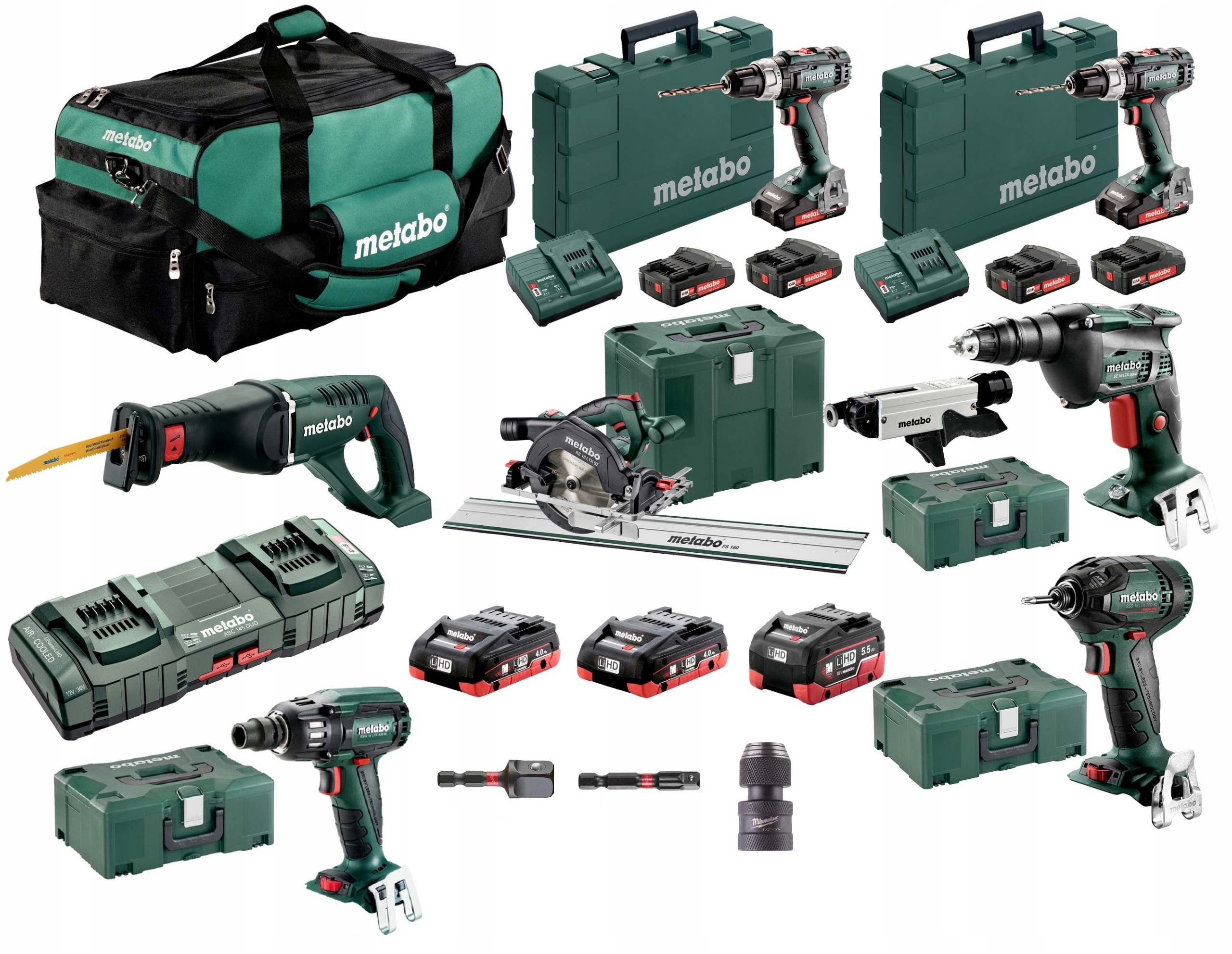 METABO ZESTAW COMBO 7 NARZĘDZI 9 AKUMULATORÓW