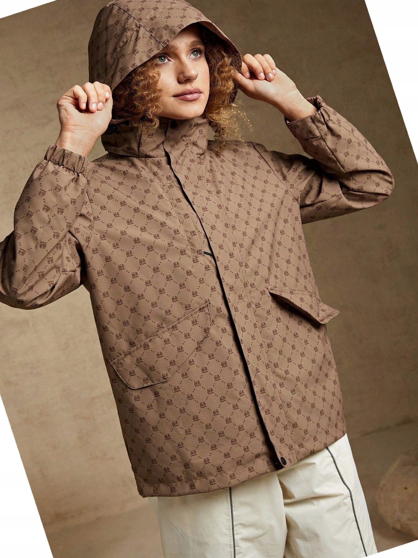 Outdoorová bunda S Kapucí Hnědá Casual Voděodolná M 38