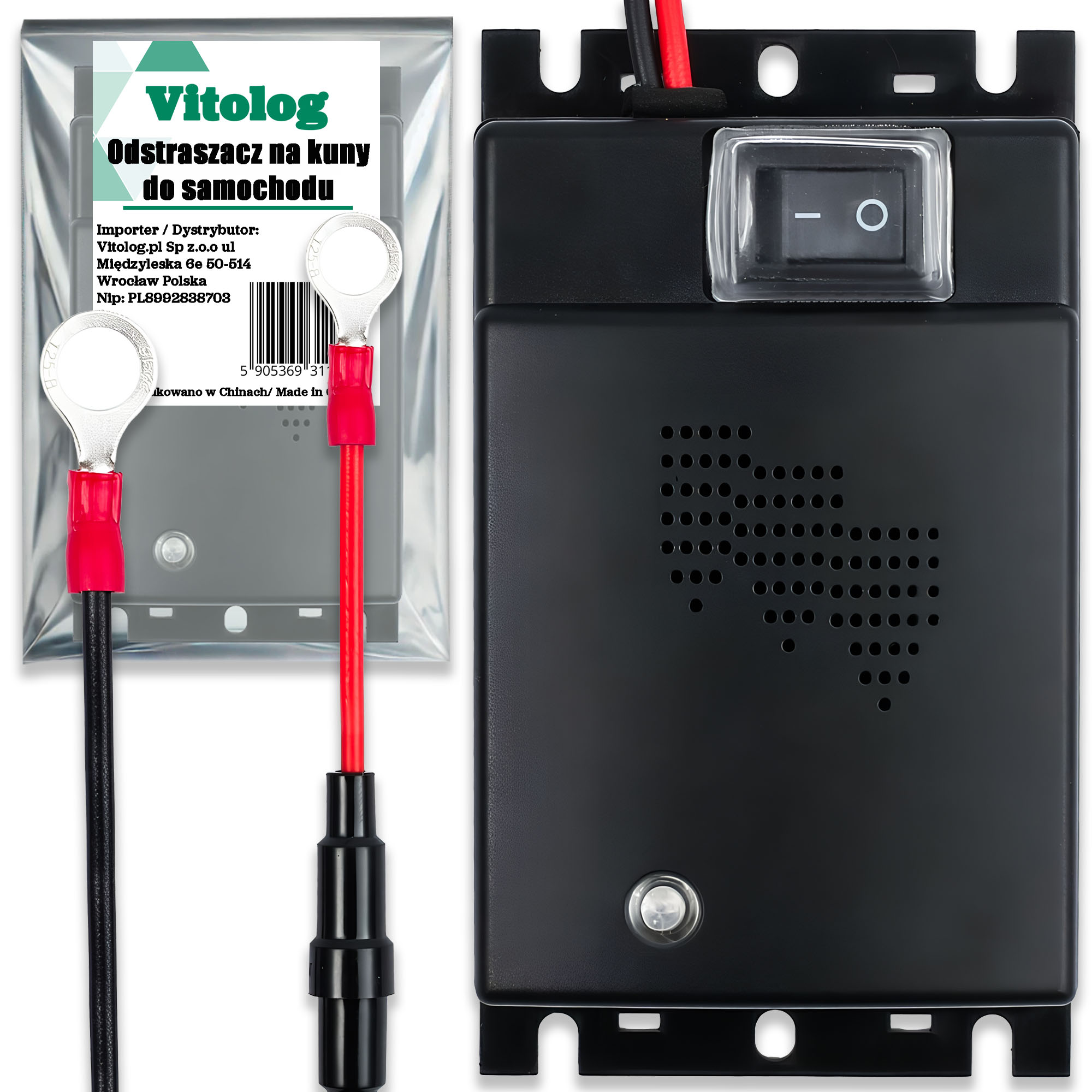 Ultradźwiękowy Odstraszacz do Samochodu na Myszy Szczury Gryzonie Kuny