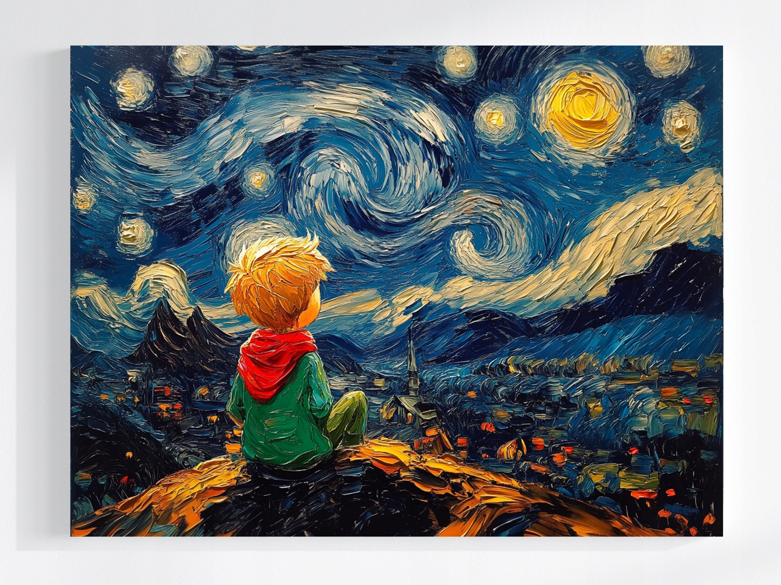 Obraz Na Plátně Malý Princ Hvězdná Noc Van Gogh Styl 100x75