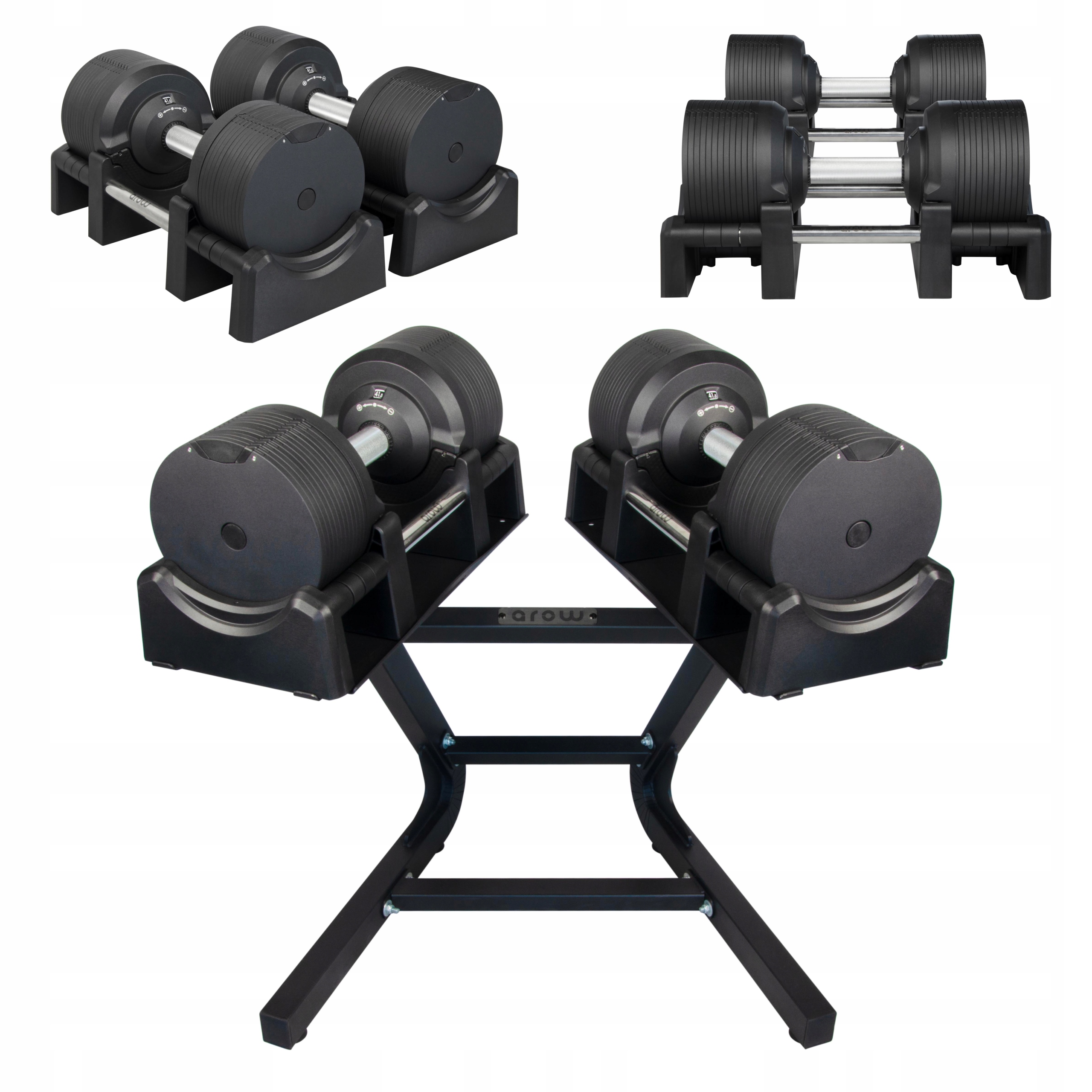 Zestaw 2X Hantle Regulowane Czarne 41,5KG Stojak Czarny Na Hantle 100KG