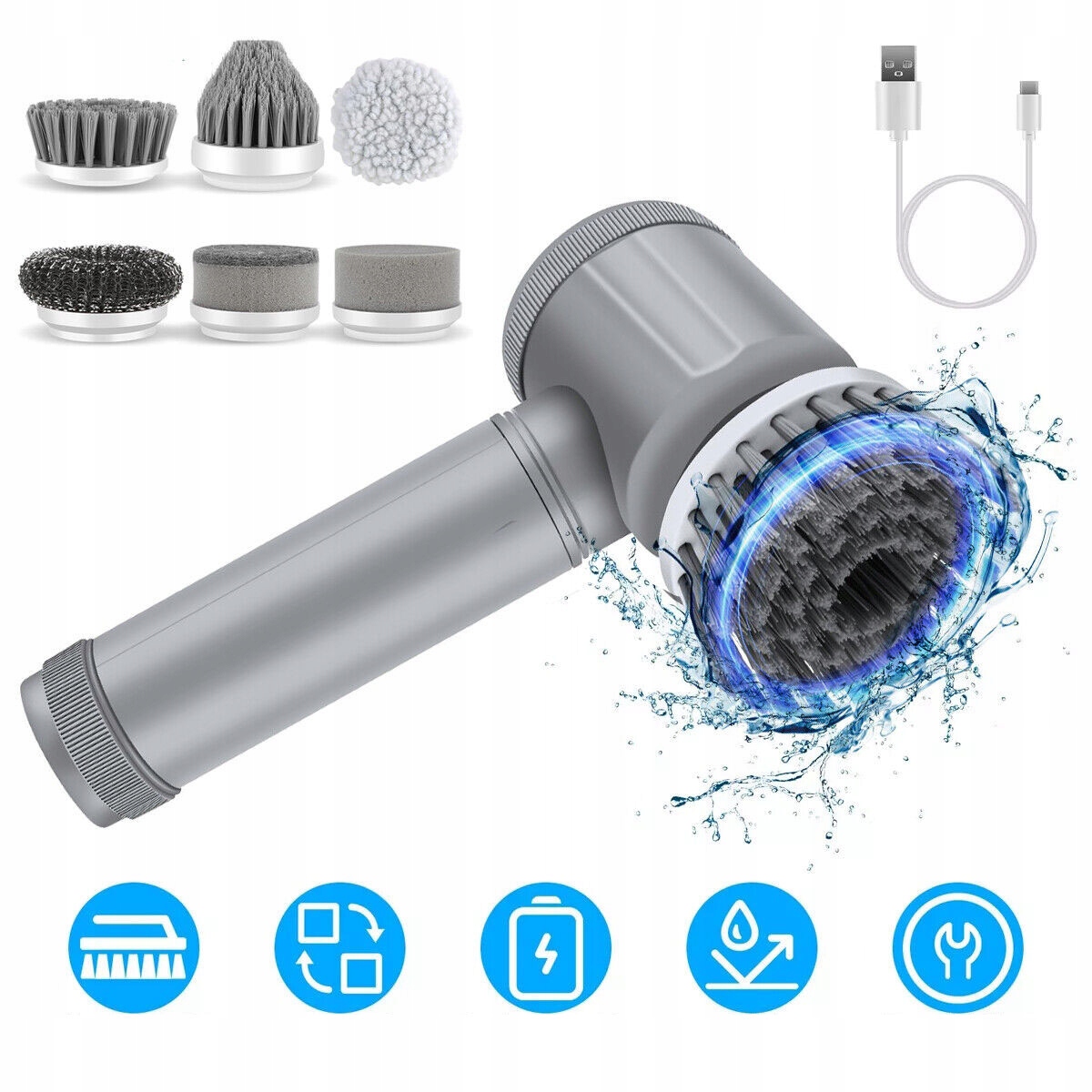 Elektrický Mopovací Kartáč 5V1 Pro Čištění, Multifunkční, Bezdrátový