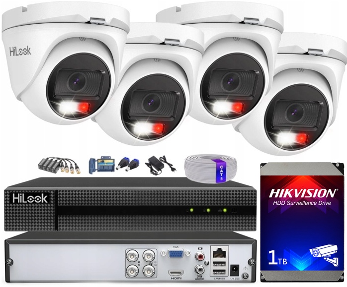 Venkovní monitorovací sada 4 kamer 5MPx HiLook TVICAM-T5M-20DL