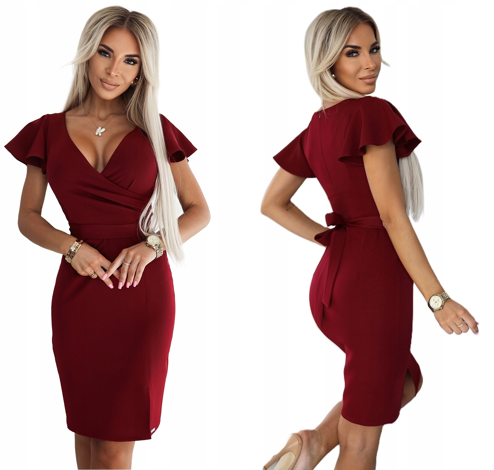 Fenoménní Ženské Šaty S Jemným Rozparkem Bordó M