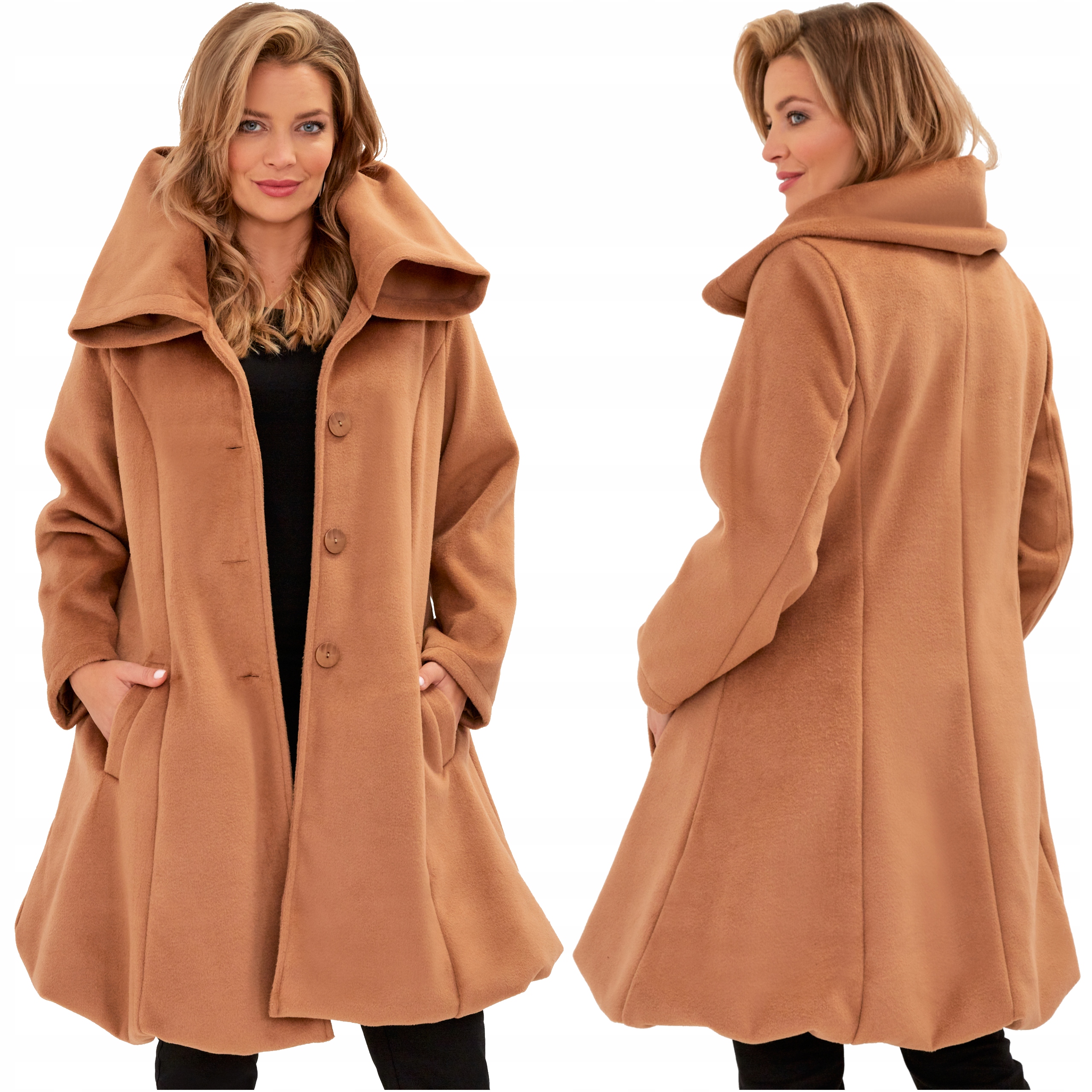 Dámský teplý podzimní kabát Alpaka Plus Size Polský Výrobce