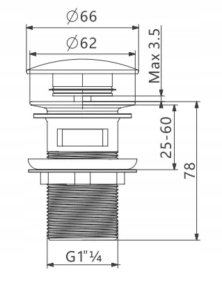 KOREK UMYWALKOWY KLIK-KLAK CZARNY MOSIĘŻNY AUTOMAT BEZ PRZELEWU SYFON Marka inna
