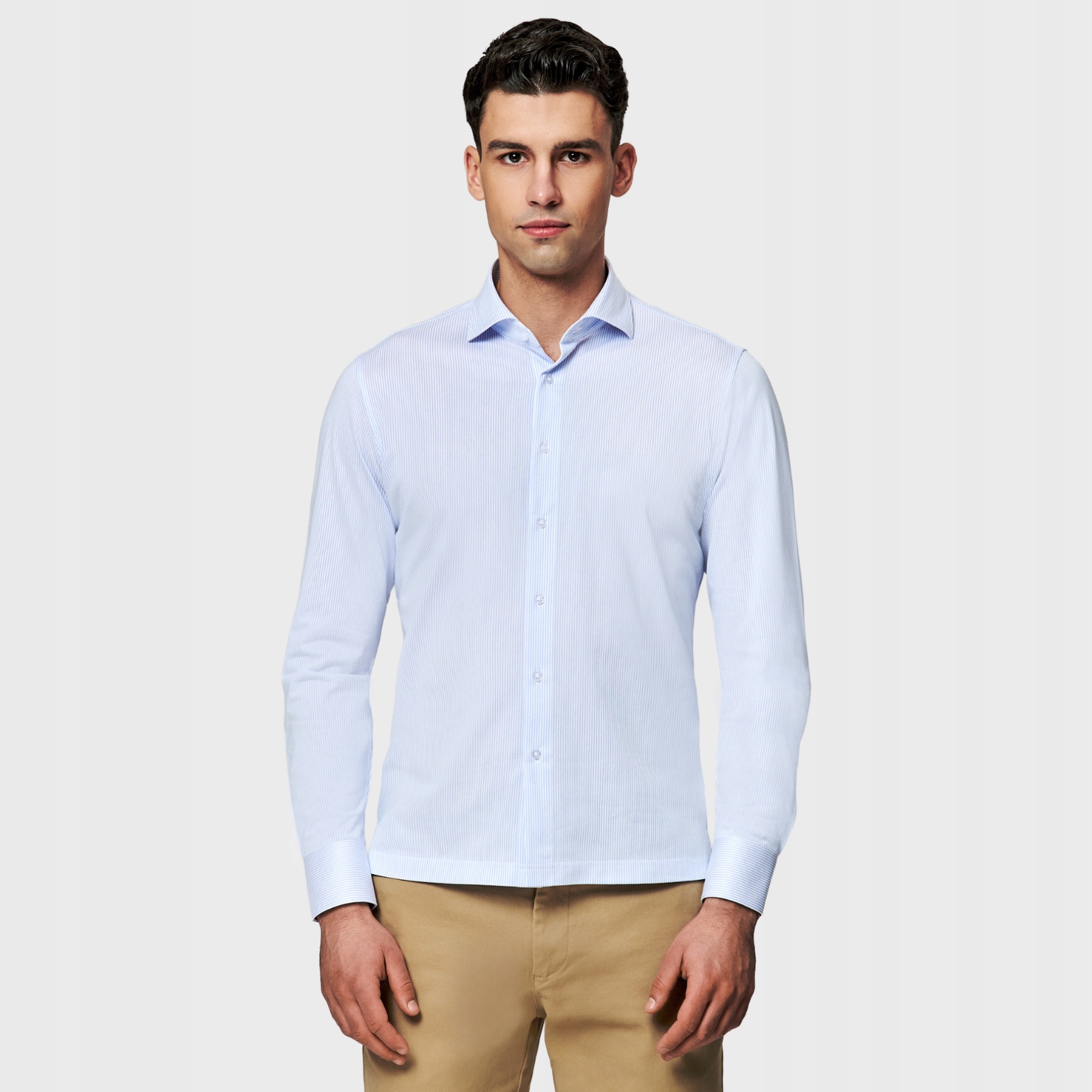 Modrá pánská košile s pruhovaným vzorem a bavlnou Pako Lorente vel L