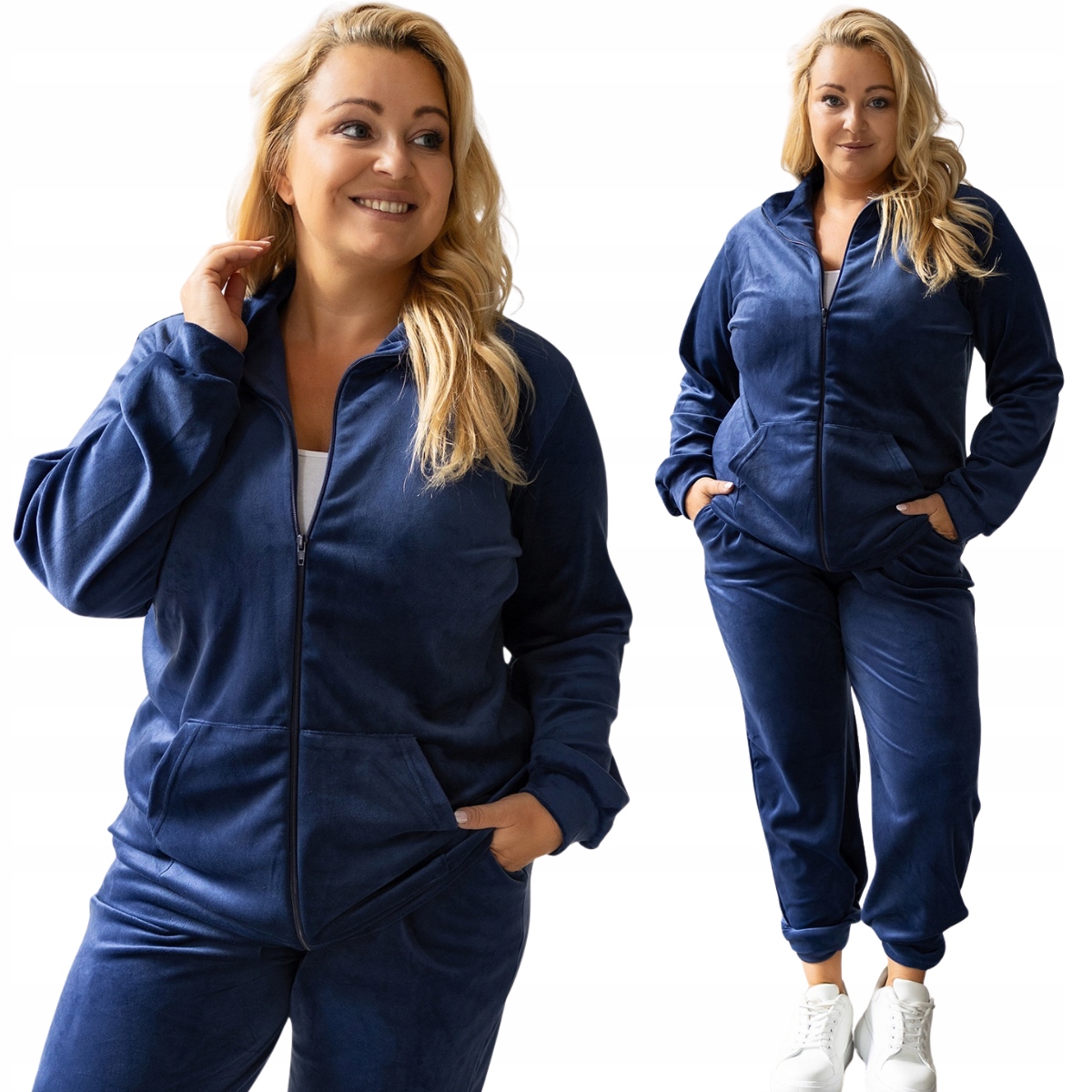 Dámský teplákovka teplákovka Plus Size s mikinou na zip kalhoty 772 XXL/3XL 44/46