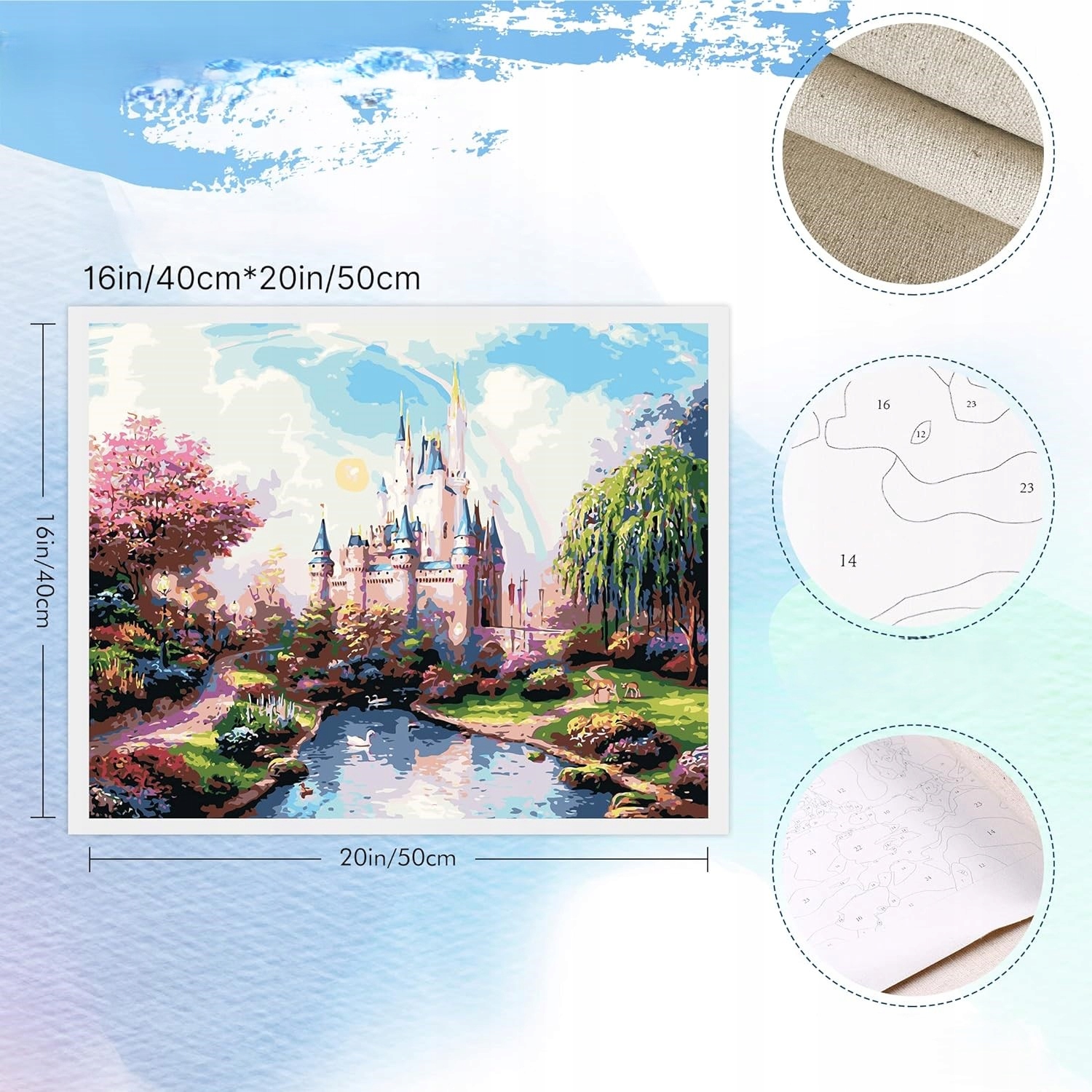 Obraz do MALOWANIA PO NUMERACH 40x50 WISKALON - Zamek EAN (GTIN) 5906090388323