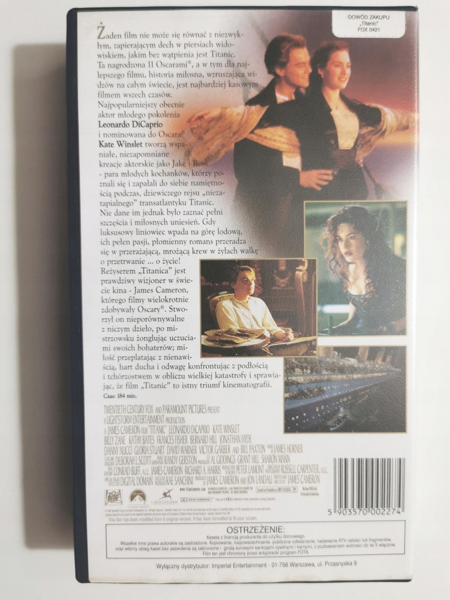 VHS. TITANIC. LEONARDO DICAPRIO Gatunek dramaty