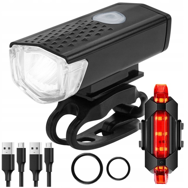 Oświetlenie rowerowe Zestaw lampki rower Led przód tył 2szt Ładowane Usb