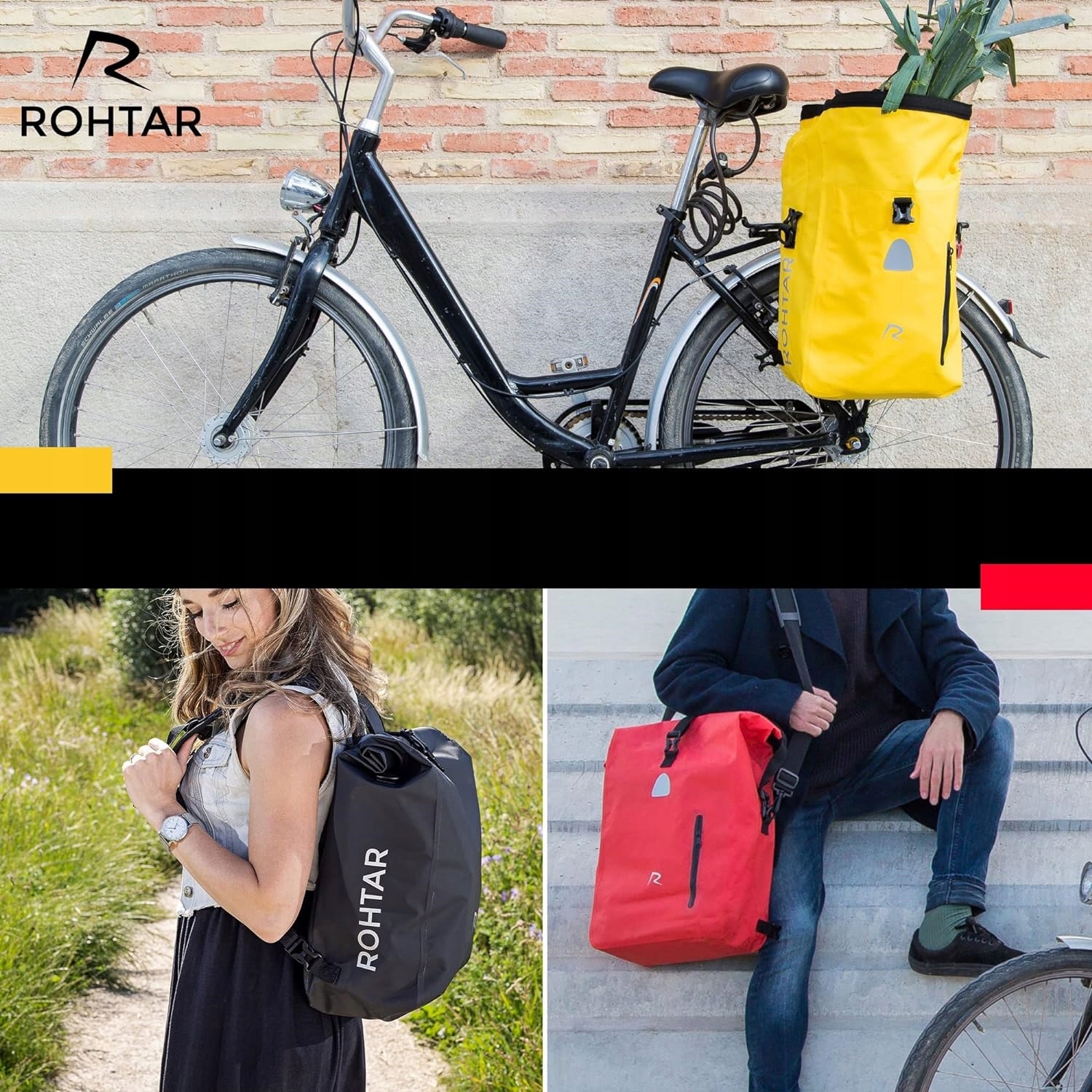 TORBA PLECAK SAKWA 3w1 ROWEROWA NA BAGAŻNIK WODOODPORNA ROHTAR 18L ŻÓŁTA Model ROHTAR 18L YELLOW