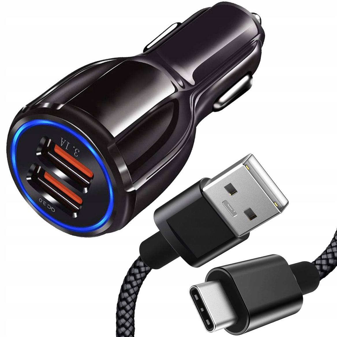 

Ładowarka Samochodowa Qc 3.0 Szybka Kabel Usb-c