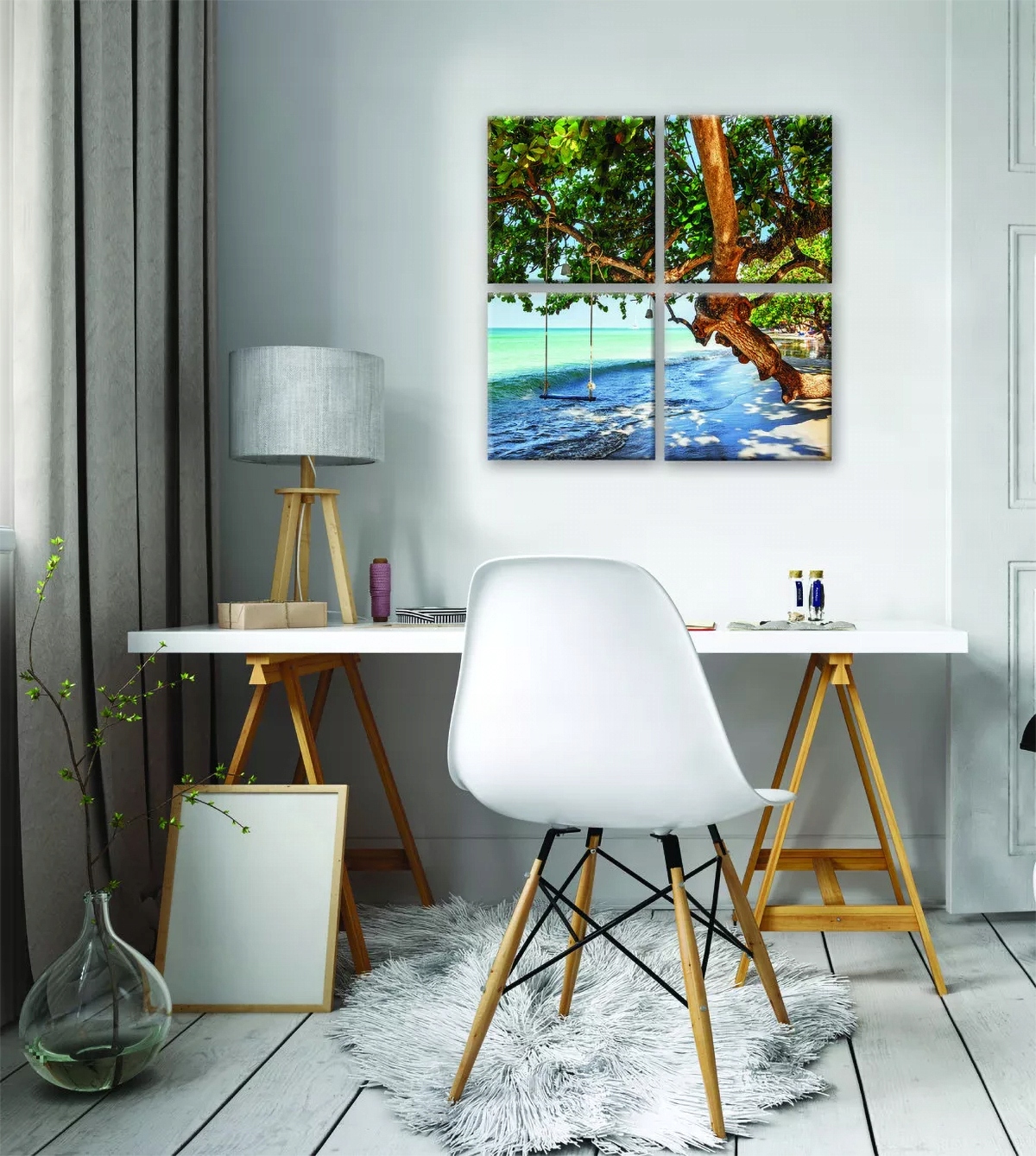OBRAZ NA PŁÓTNIE CANVAS 50x50 PLAŻA HUŚTAWKA Marka Consalnet