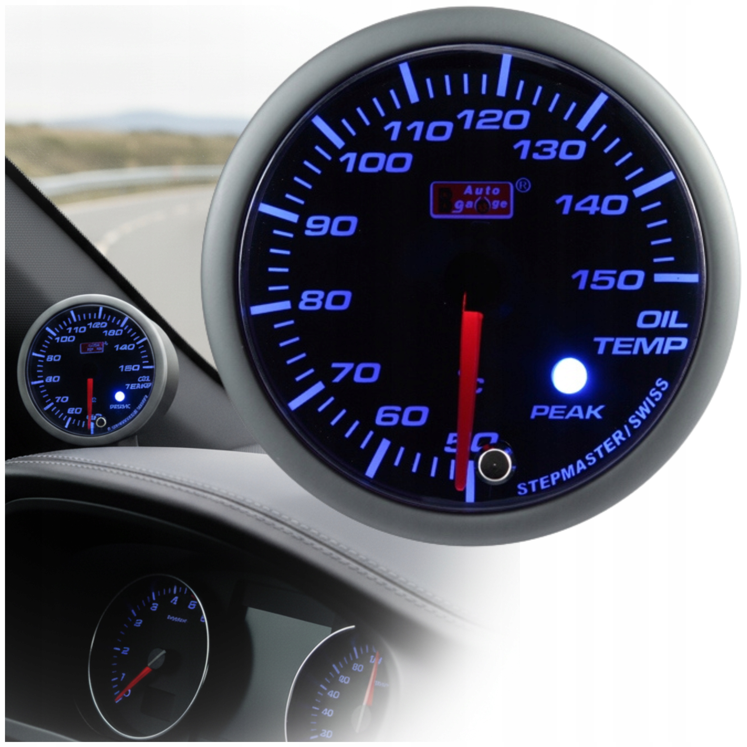 Indikátor teploty oleja Auto Gauge Sm Peak Blue Podsviečka Modrá Biela