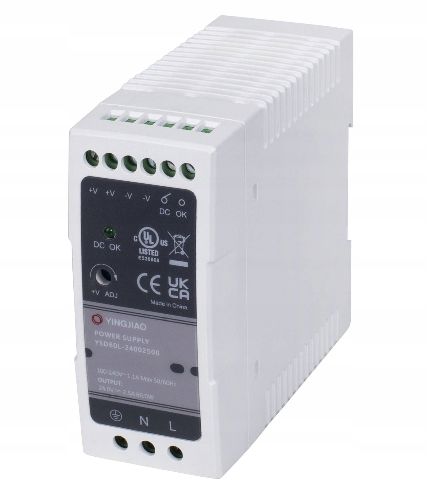 Zasilacz na szynę Din Yingjiao YSD60L-12005000 12V 5A 60W jak MDR-60-12