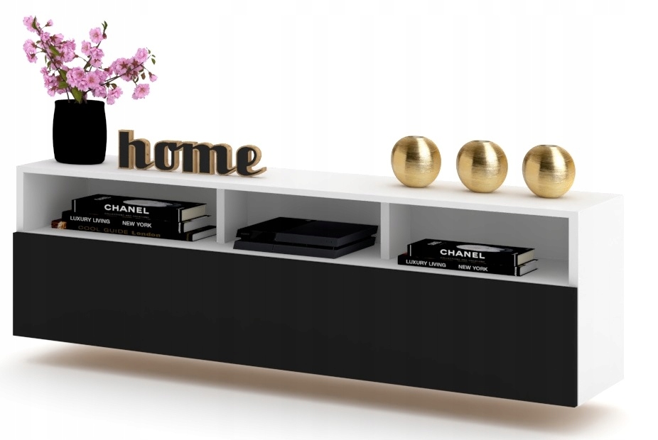 Závěsná Rtv skříňka Komoda Play Bílá Černá 160