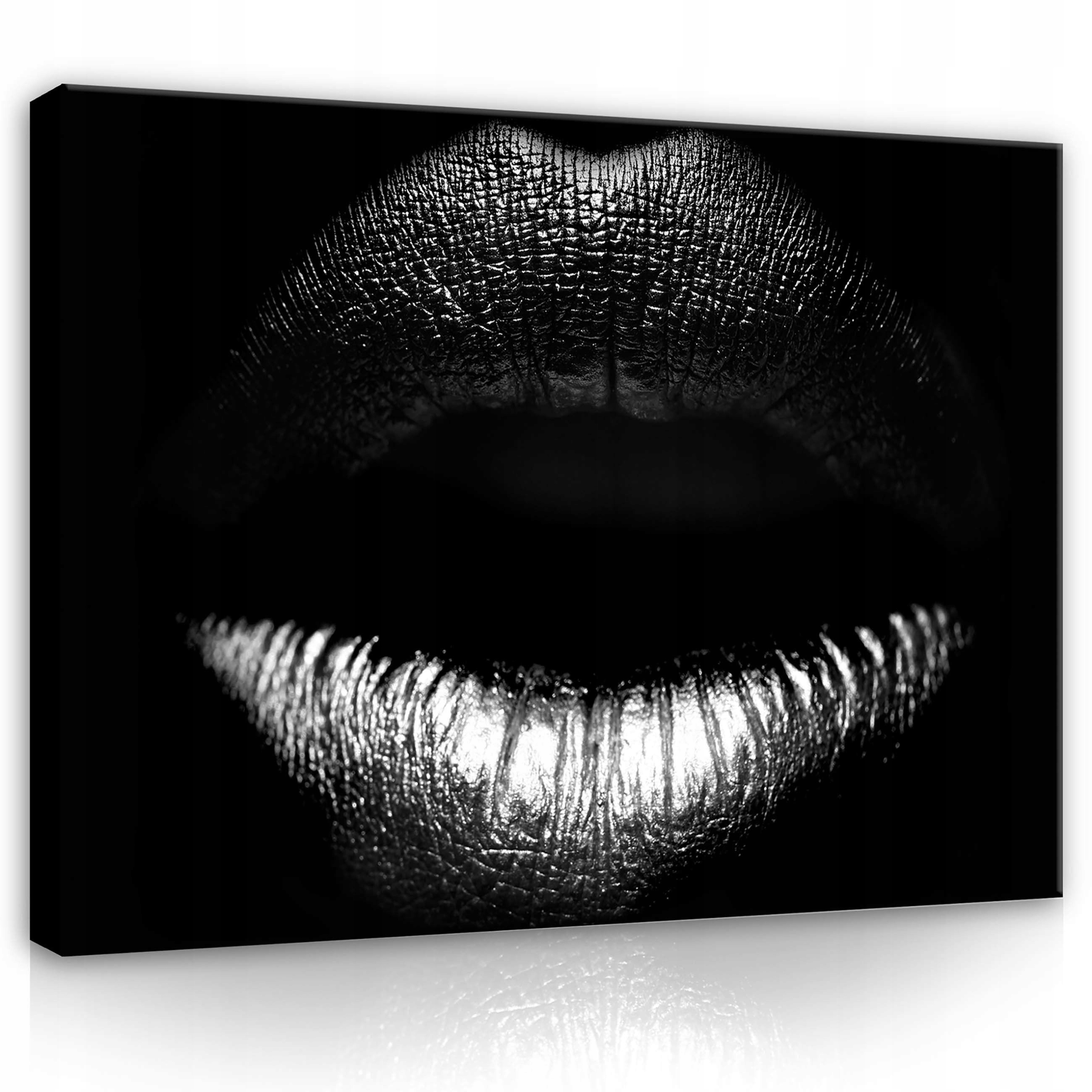 Obraz 120x80 Černé stříbrné rty lesk metalíza textura smyslnost glamour