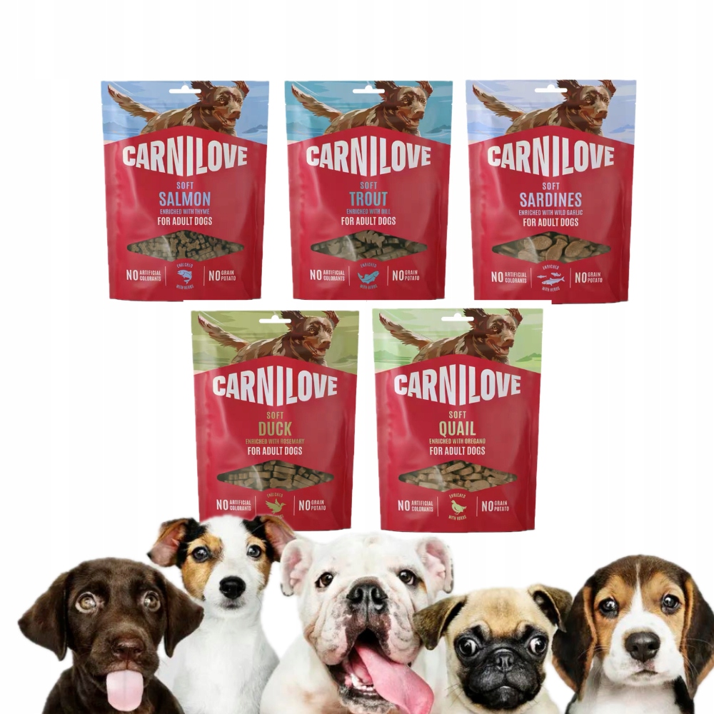 Carnilove Miękkie Przysmaki dla Psa Snack Fresh Soft Mix Smaków 200g*5 szt