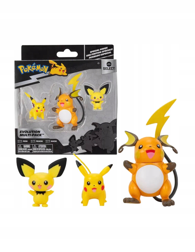 Oryginalne 3 Minifigurki Pokemon: Pichu Pikachu Raichu