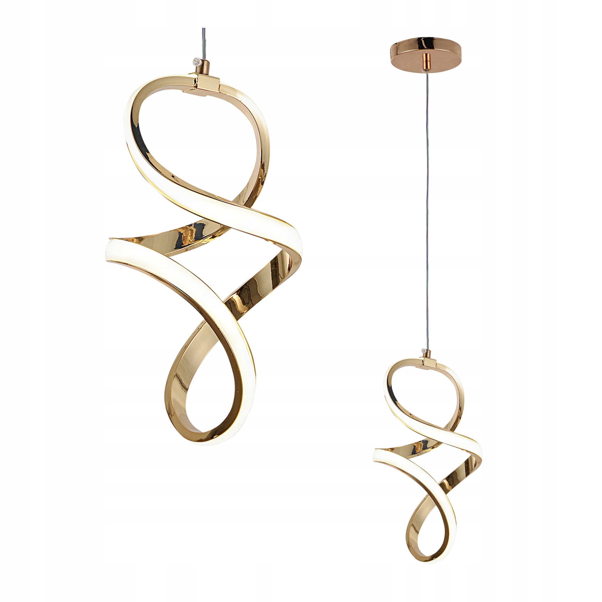 Lampa Sufitowa Wisząca Led Złota Do Salonu Nowoczesna Spirala