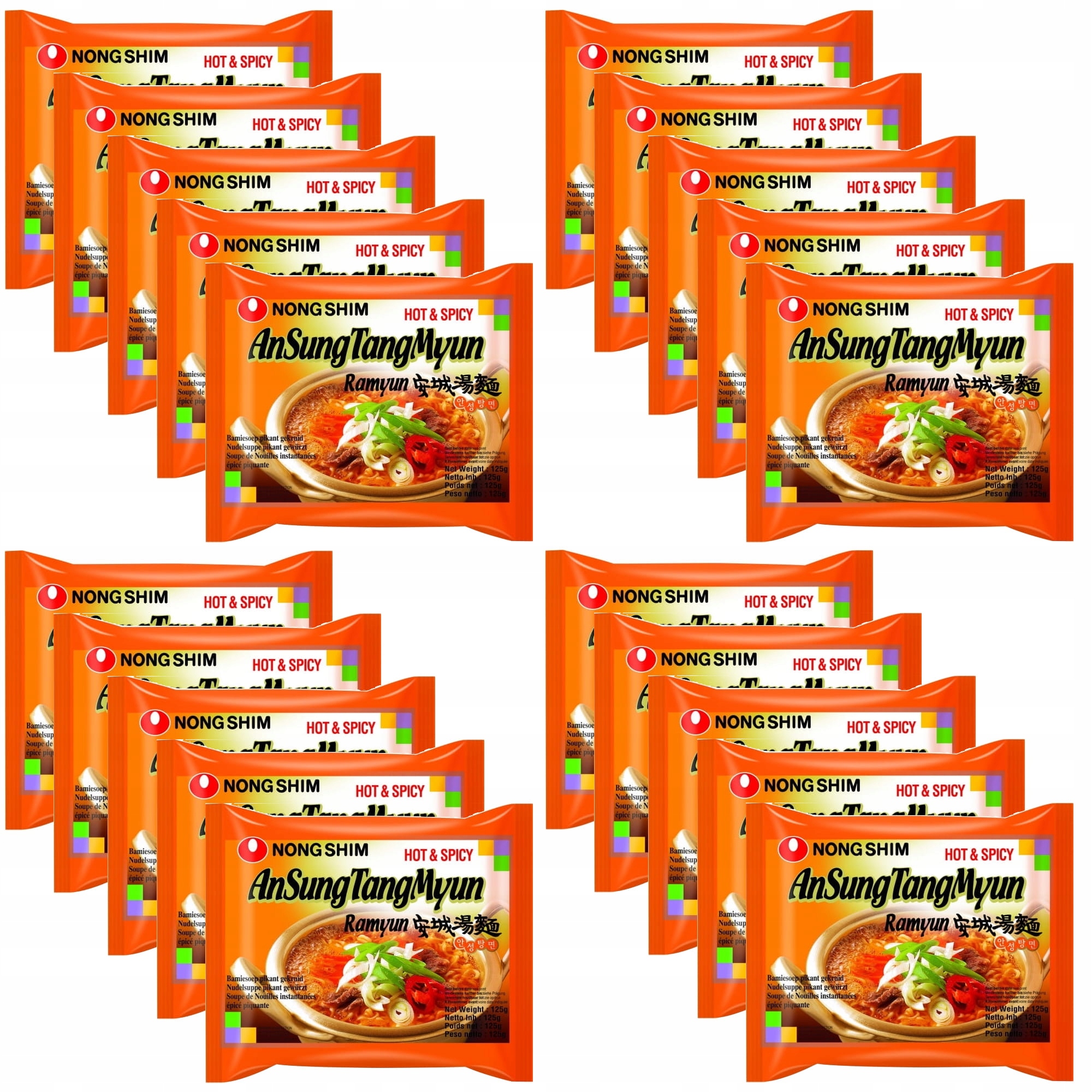 Levně Karton Korejská instantní polévka AnSung Ramyun Ostrá 20x125g Nong Shim