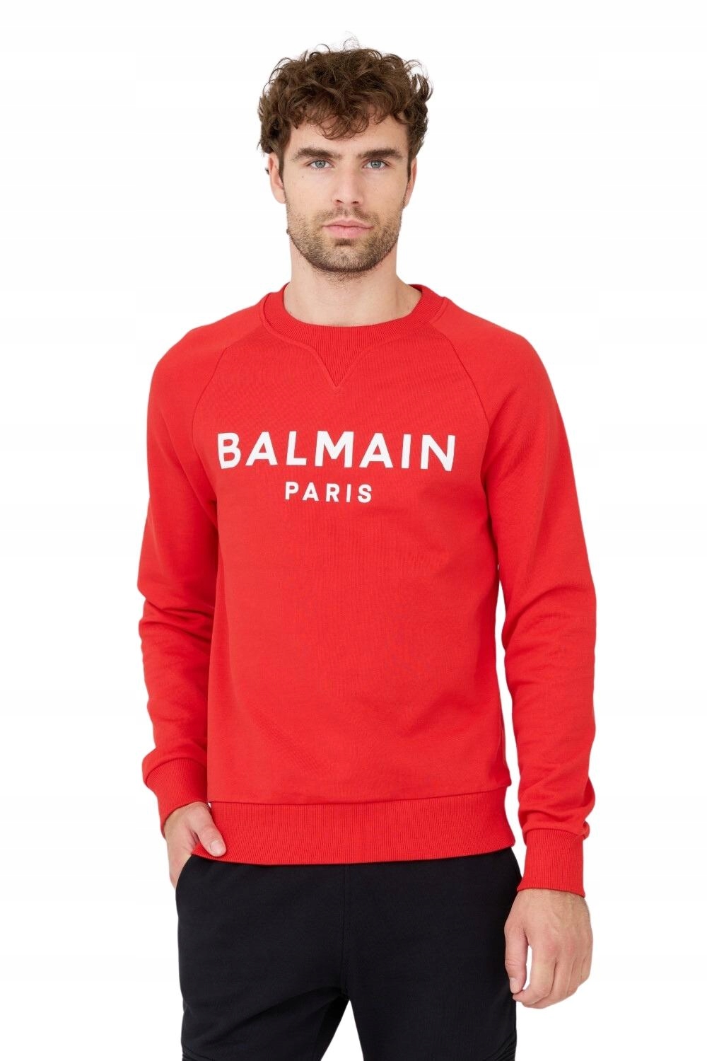 Balmain Červená mikina s potiskem Sweatshirt L