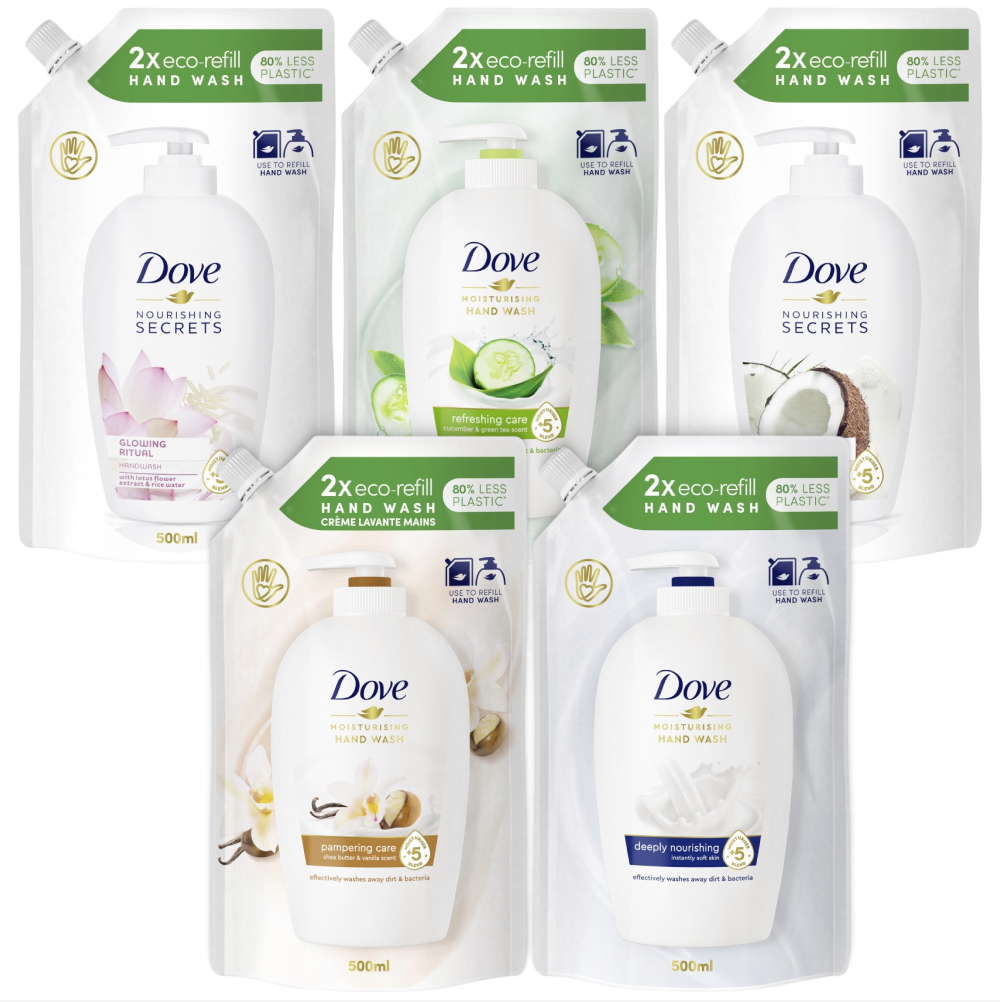 Dove tekuté mydlo jemná zásoba MIX 5x500ml