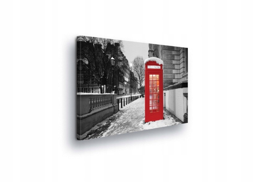 Obraz 100x75 Londýn telefonní budka zima sníh ulice město nostalgie