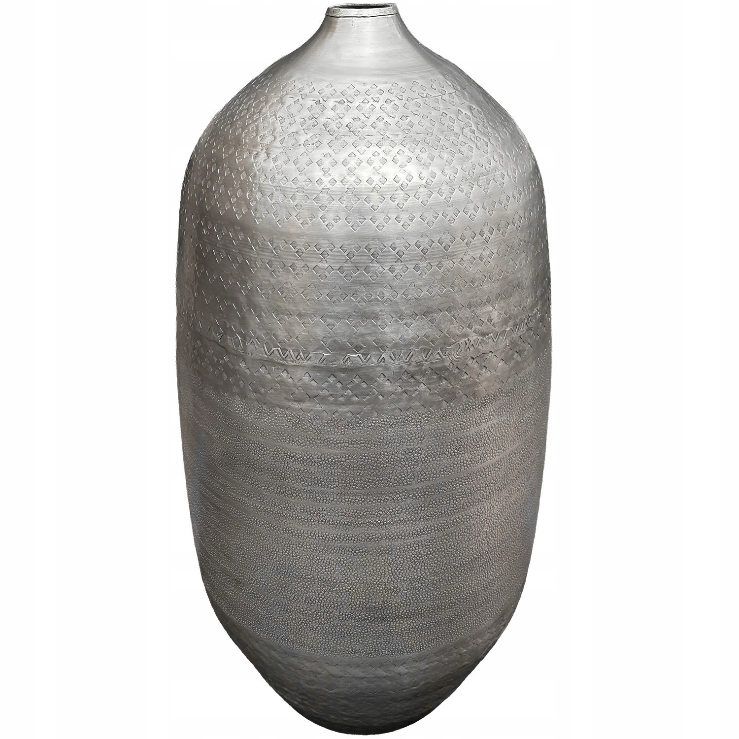 Velká Podlahová Váza 48 cm Vysoká Stříbrná Kovová ozdoba do obývacího pokoje domu