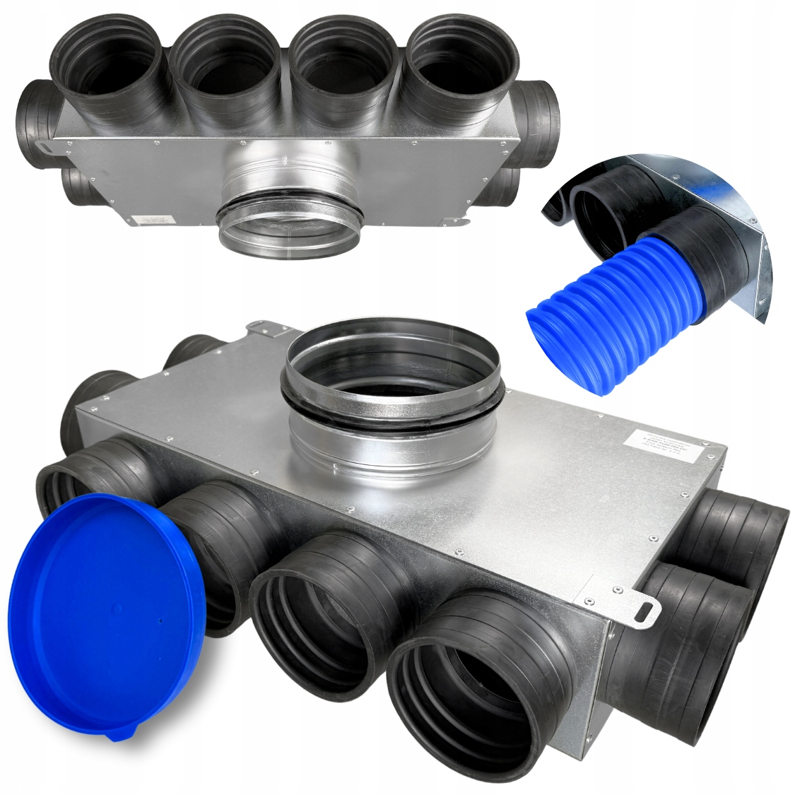 Rozvaděčový ventilační trubkový rozdělovač fi160 8x90 mm