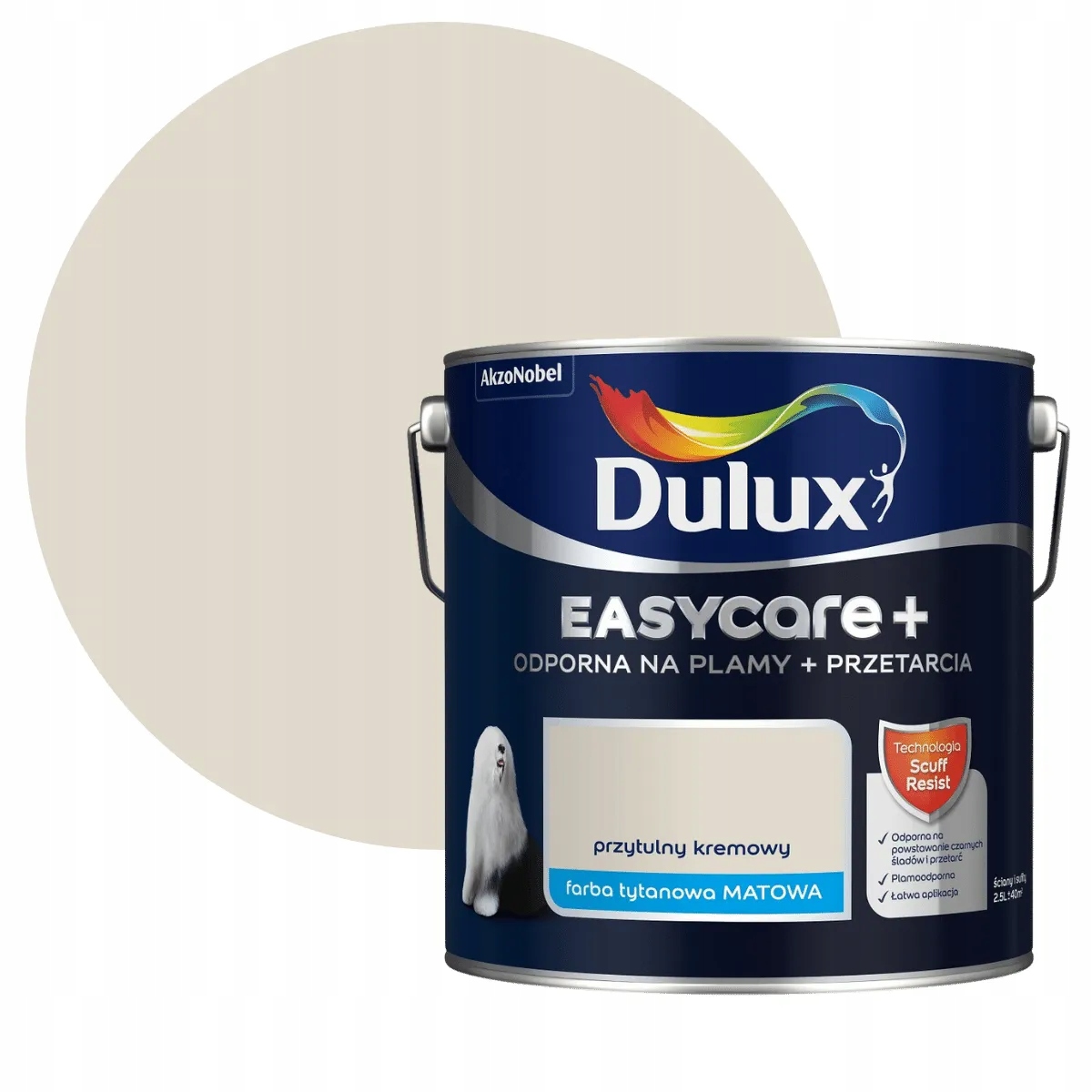 Dulux EasyCare Plus Farba Odporna Na Szorowanie Przytulny Kremowy 2,5L
