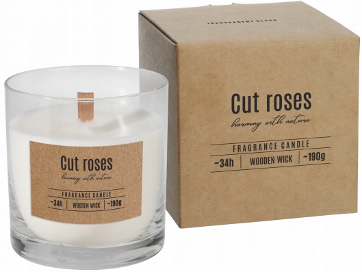 

Bispol świeca drewniany knot Cut Roses 34h