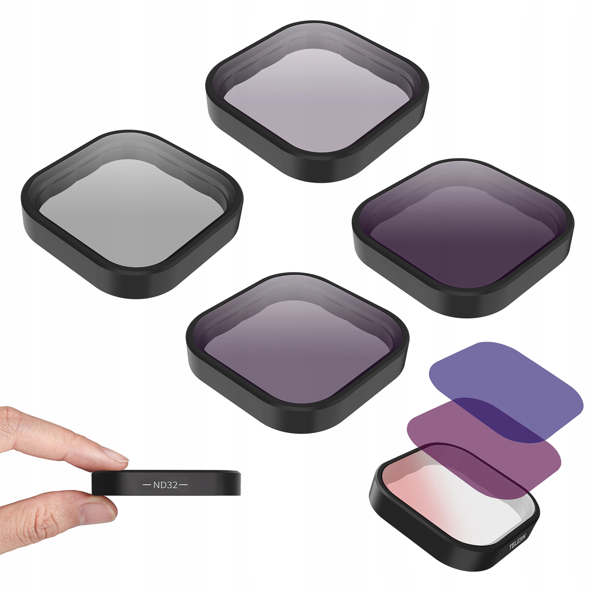 Zestaw filtrów szarych i Cpl Telesin do kamer GoPro Hero 9 10 11 12