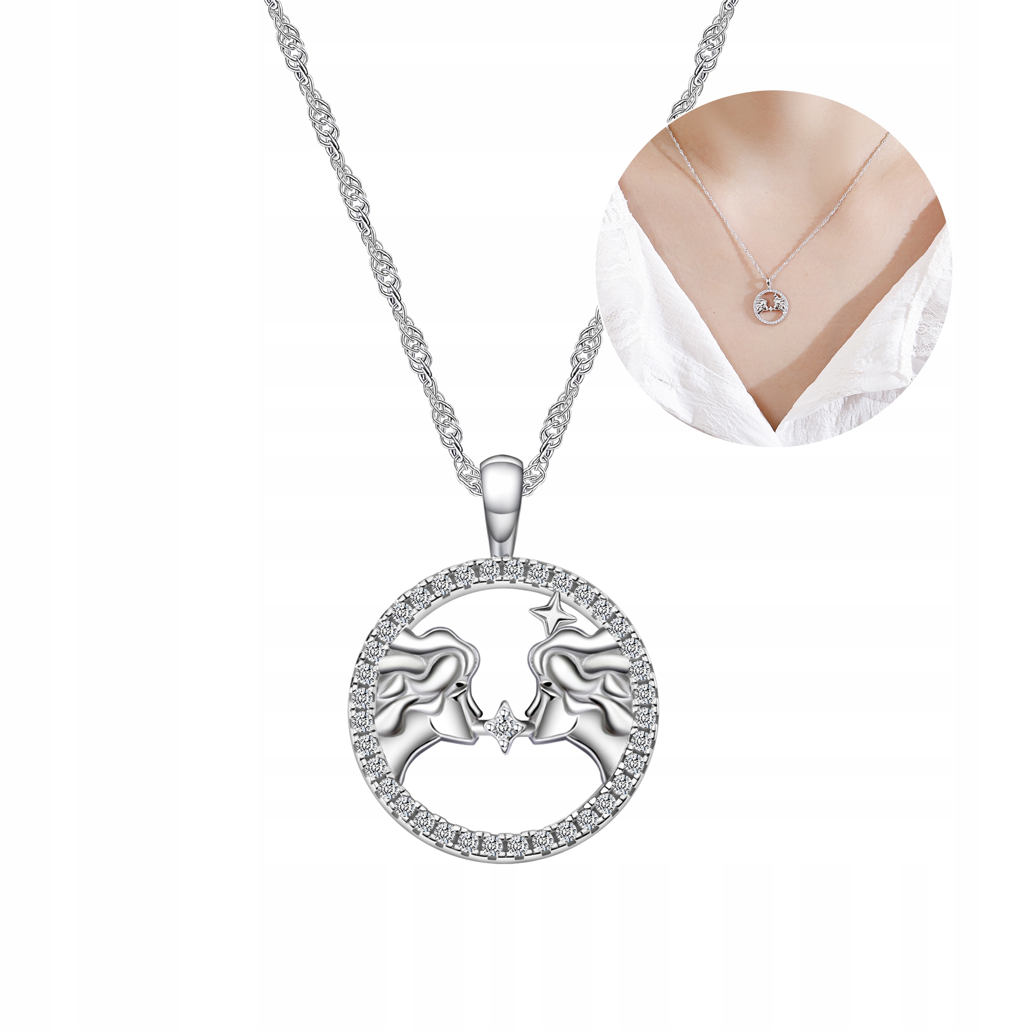 Stříbrný dámský náhrdelník stříbro znamení zvěrokruhu blíženci stříbro o ryzosti 925