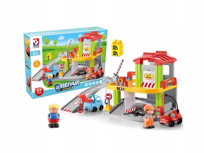Klocki plastikowe dla malucha,parking 57 elementów Icom (7161807) Icom