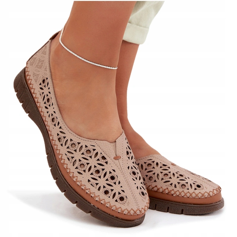 Baleríny Dámské Kožené Polobotky Sergio Leone SP-006 Růžové 39