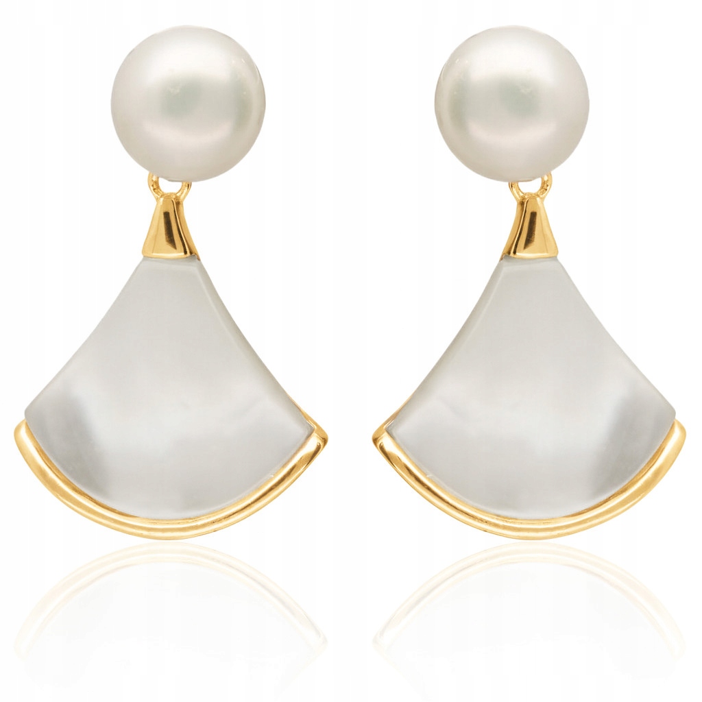 Kolczyki srebrne pozłacane wiszące z perełkami wkrętki srebro 925