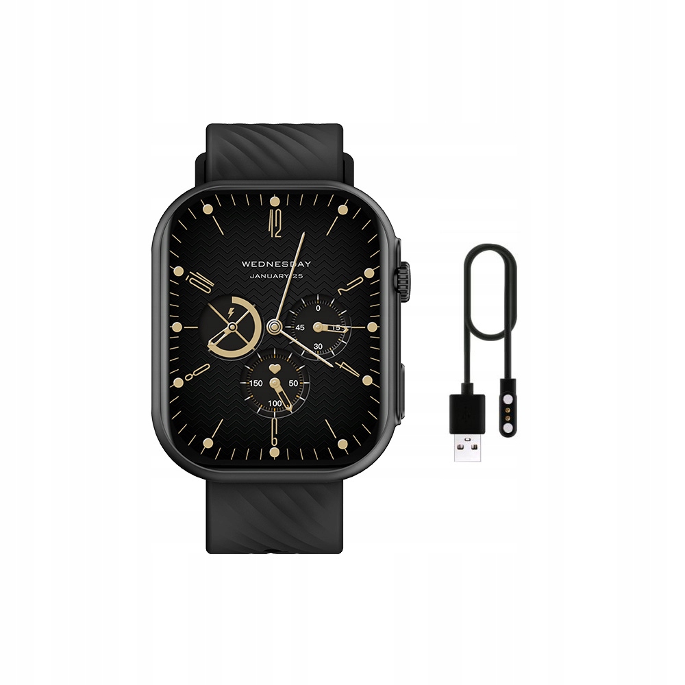 Smartwatch Zegarek Damski i Męski czarny Manta REVO Rozmowy Menu PL tętno