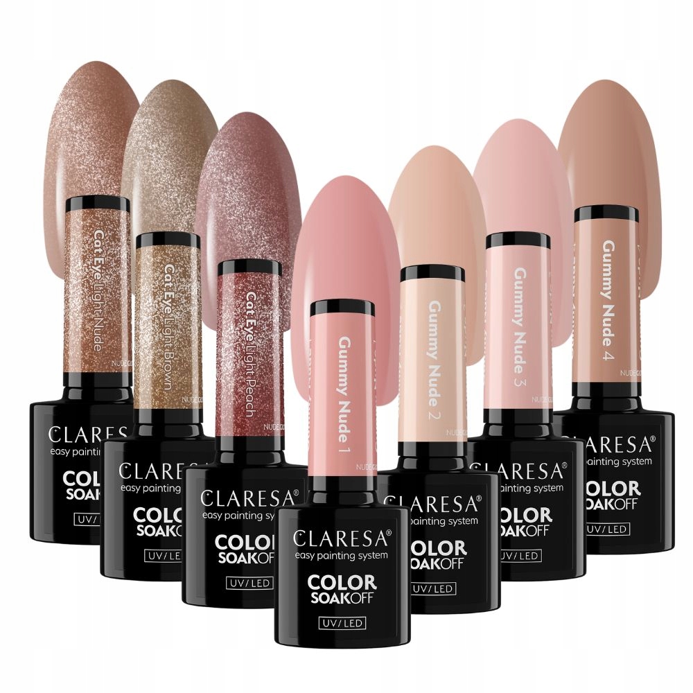 Żestaw Lakier Hybrydowy Cała Kolekcja_ Nude Glow Cat Eye_1-7