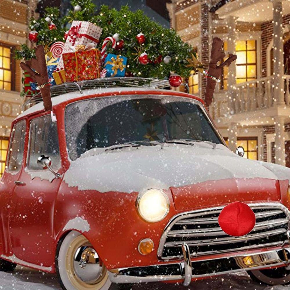 DEKORACJA OZDOBA ŚWIĄTECZNA NA SAMOCHÓD AUTO ZESTAW ROGI RENIFERA + NOS Marka Raltek