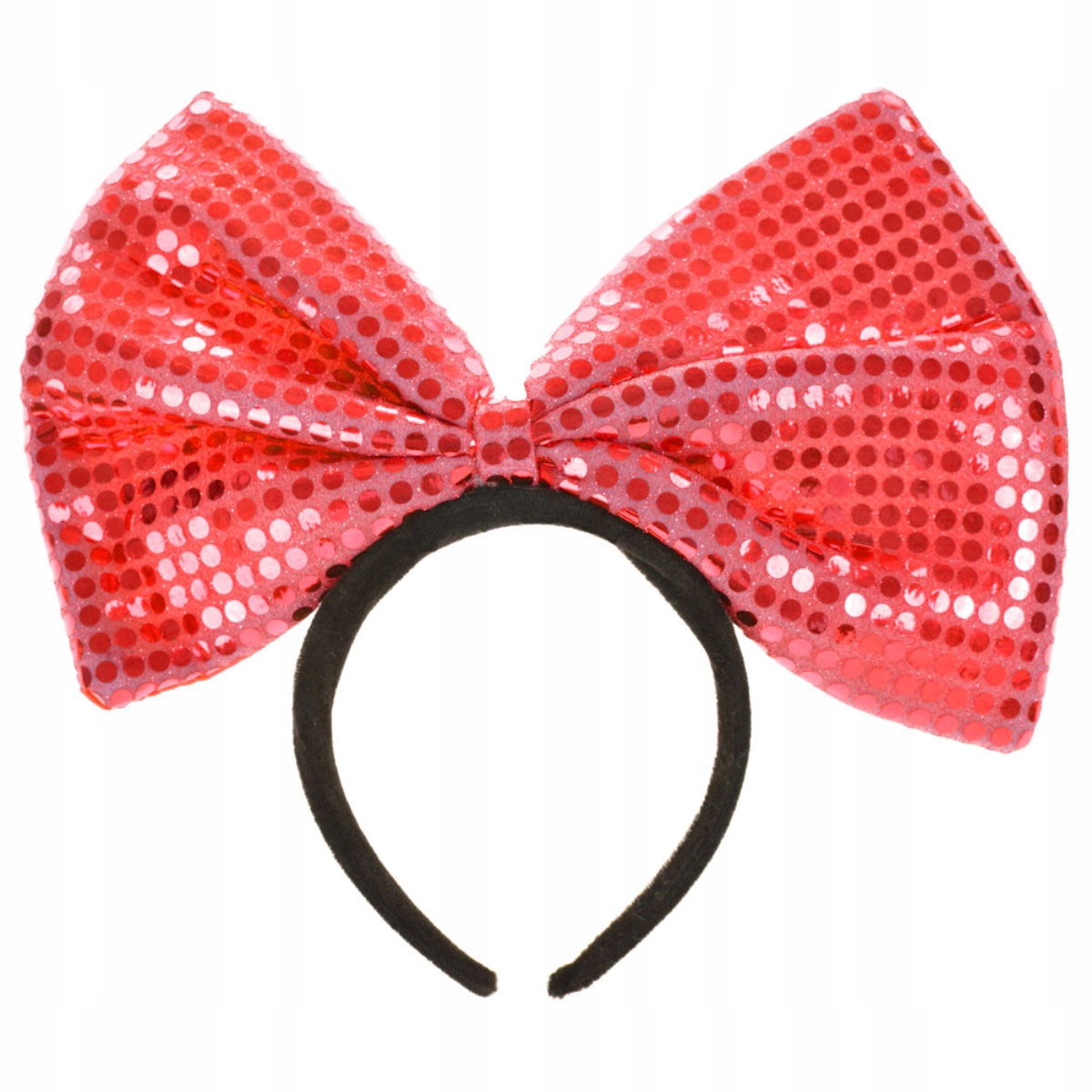 

Opaska Czerwona Kokarda z cekinami Duża