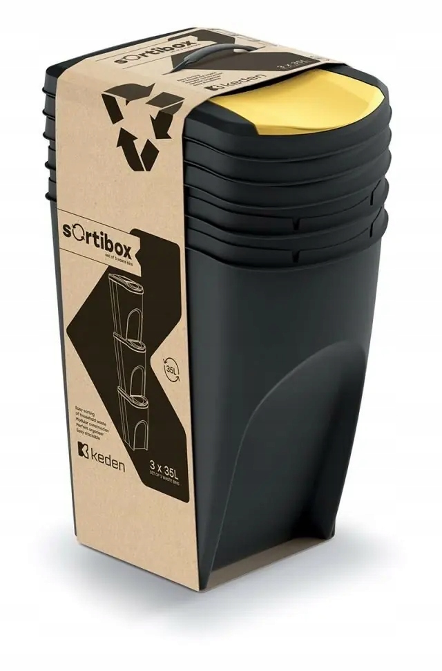 Levně Prosperplast Sortibox 3 x 35 l černý