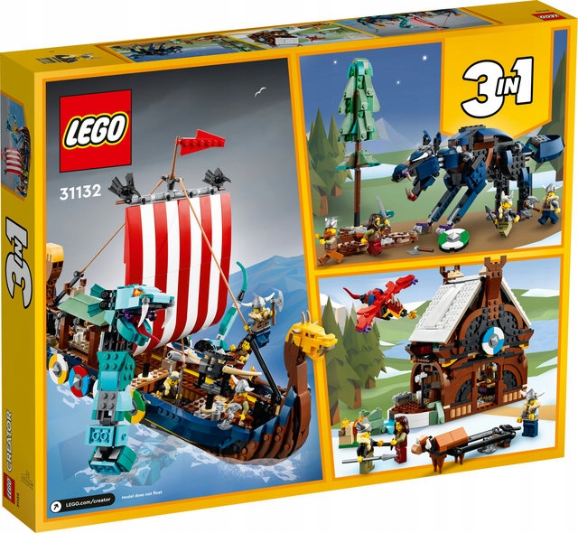 LEGO CREATOR 31132 STATEK WIKINGÓW WĄŻ Z MIDGARDU EAN (GTIN) 5702017153230