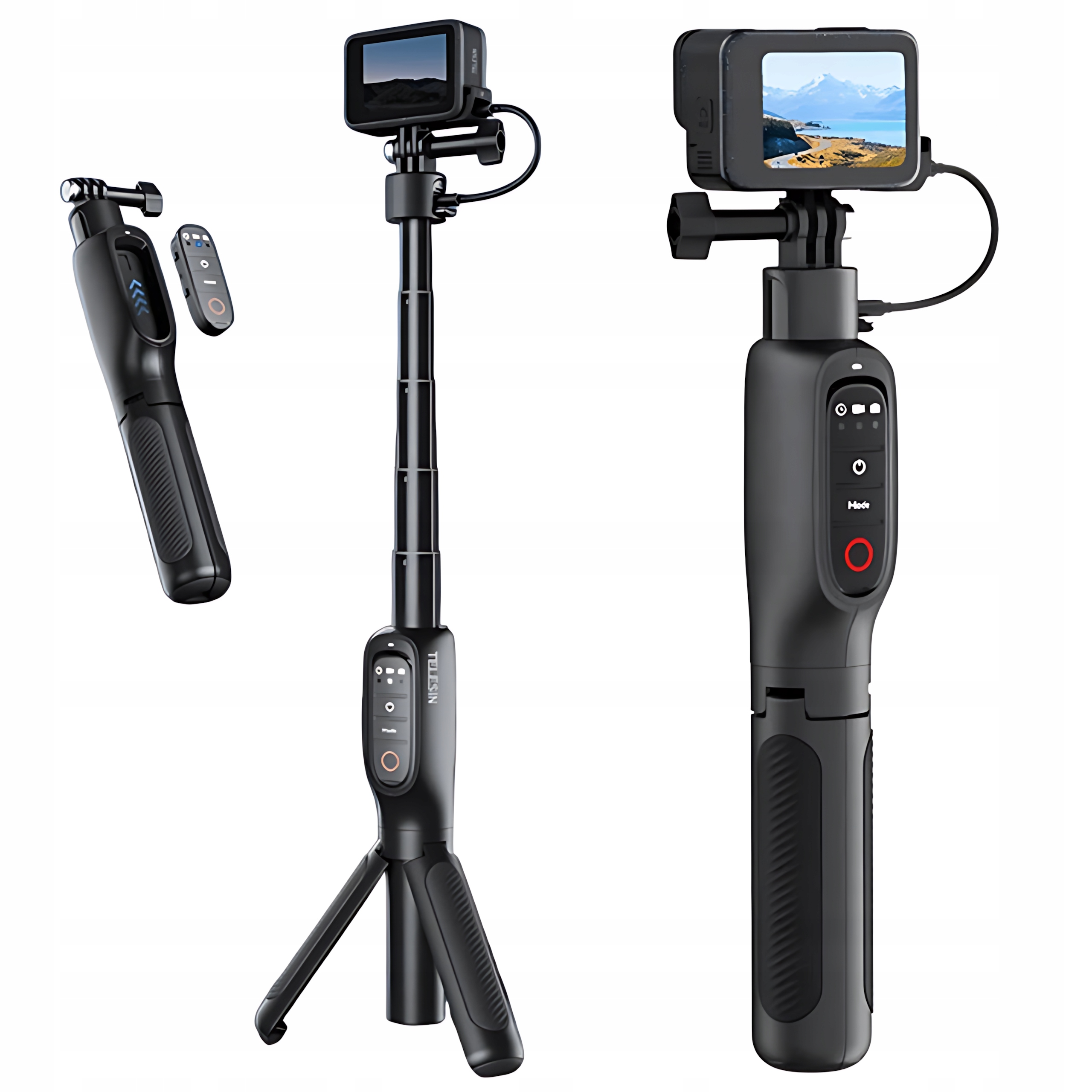 Telesin Držák SelfieStick Tripod Stativ Manopod Powerbank Pilot GoPro Hero