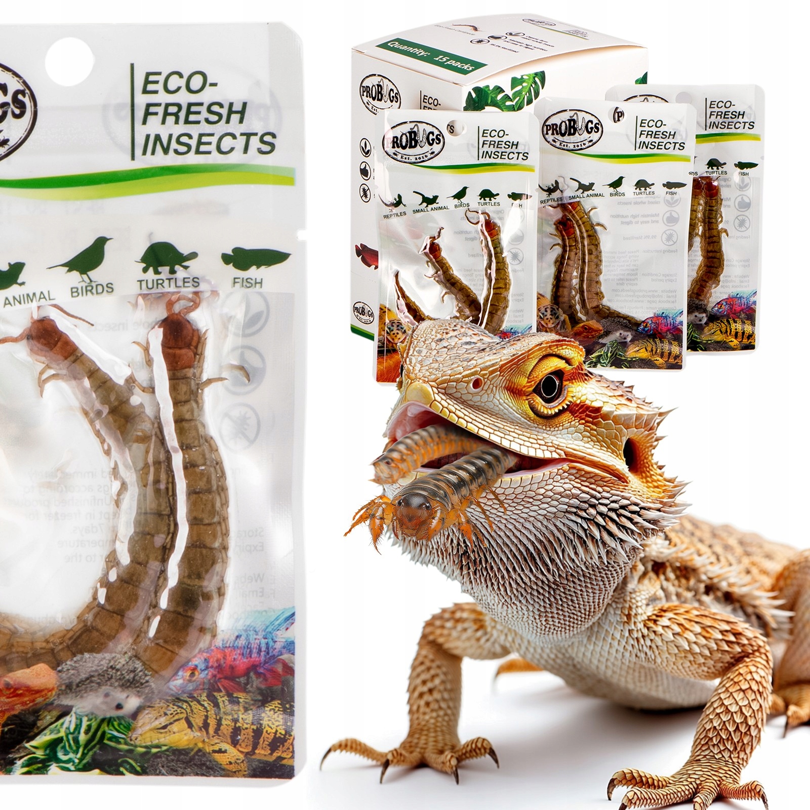 Levně Čerstvé A Měkké Skolopendry 15 x 2 ks Proteinové Krmítko Pro Plazy A Obojživelníky